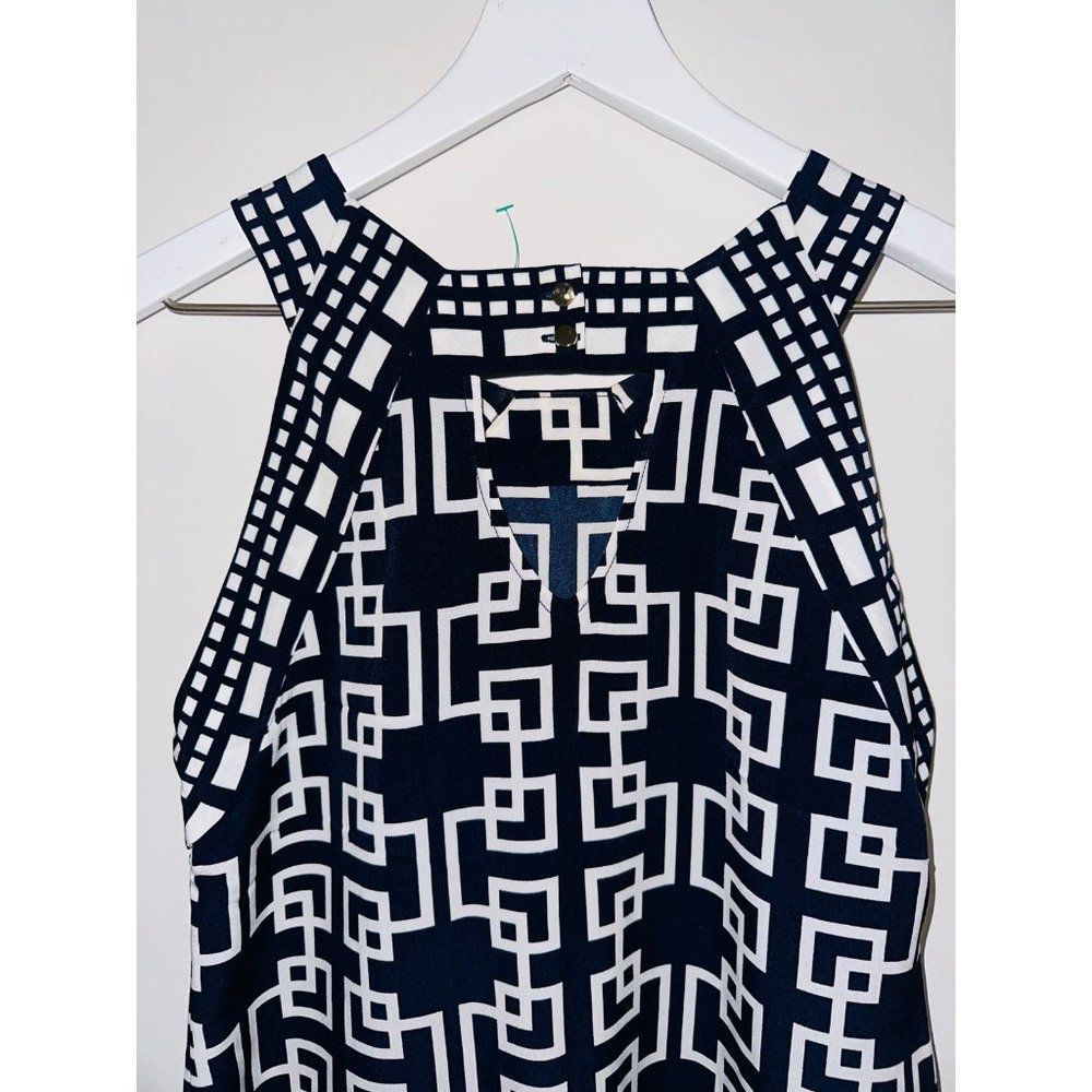 A3 crown ivy dress womens size 4 navy white geo preppy - Picture 7 of 7